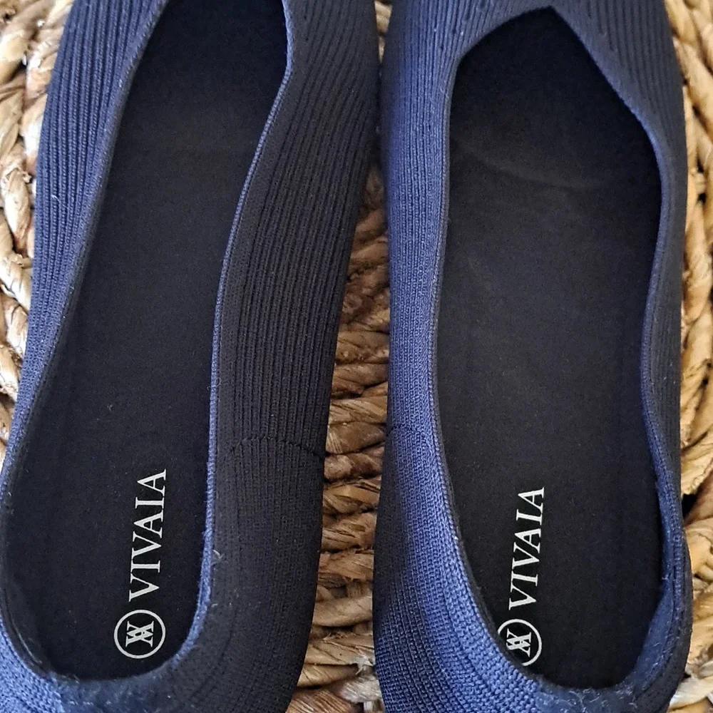 Vivaia Womens Margo Square‎ Toe Black Stretch Fabric Preppy Flats EU42/US10.5-11